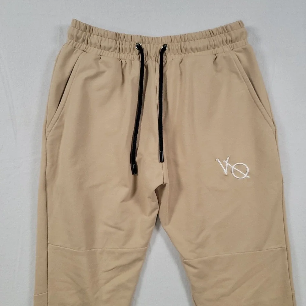 Vanquish Fitness Joggers Mens Medium Tan Slim Stretch Drawstring Pants
